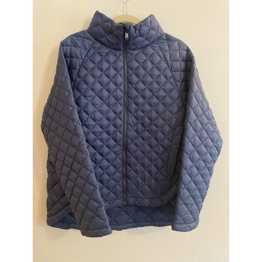 Athleta Women’s Whisper Featherless Quilted jacket Size Large L EUC Blue